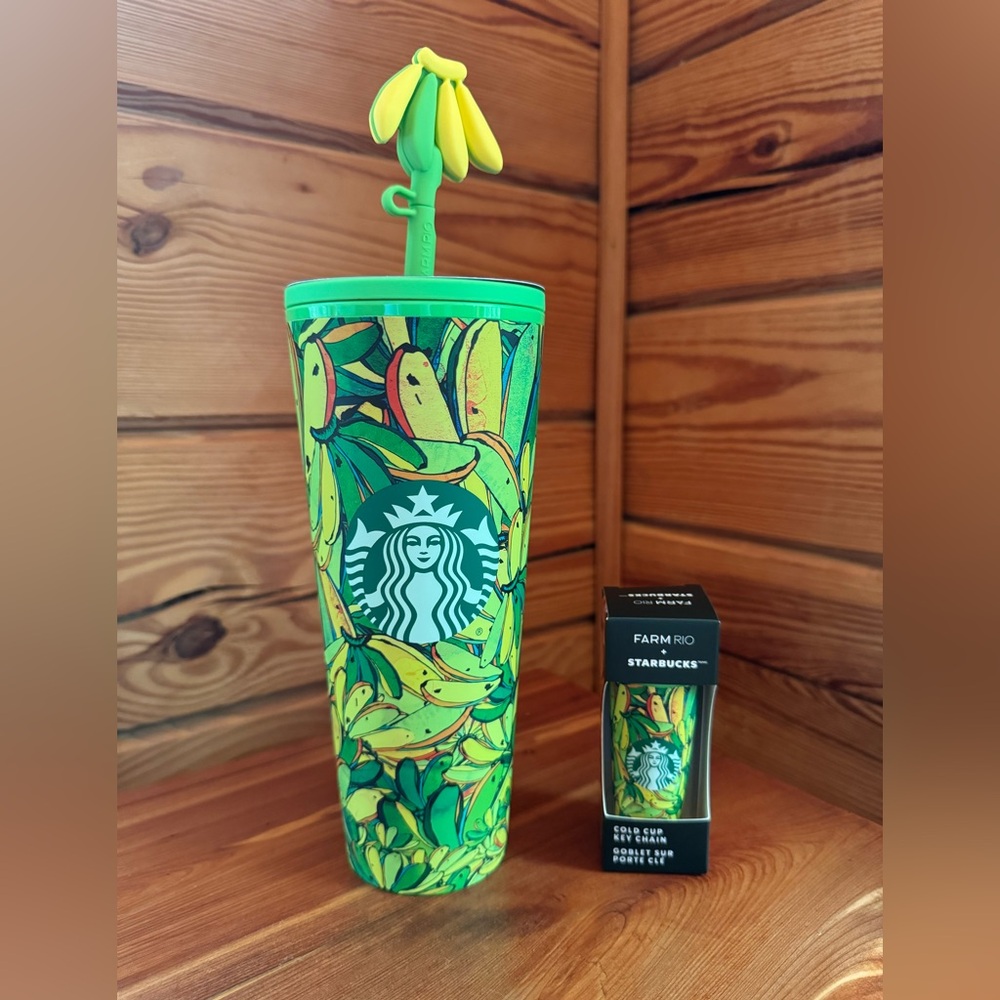 Rare Starbucks x Farm Rio “Board Banana” Cold Cup & Keychain Set – Summer 2025